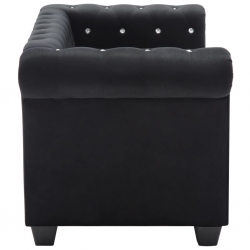 Sofa Chesterfield, 2-os., obita aksamitem, 146x75x72 cm, czarna
