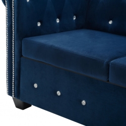 Sofa Chesterfield z leżanką, aksamit, 199x142x72 cm, niebieska