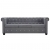 Sofa Chesterfield, 3-os., obita aksamitem, 199x75x72 cm, szara