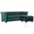 Sofa Chesterfield z leżanką, aksamit, 199x142x72 cm, zielona
