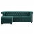 Sofa Chesterfield z leżanką, aksamit, 199x142x72 cm, zielona