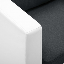 Sofa 3-osobowa obita sztuczną skórą, biało-ciemnoszara