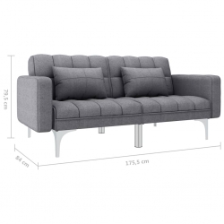Sofa rozkładana, jasnoszara, tapicerowana tkaniną
