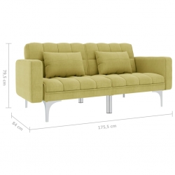 Sofa rozkładana, zielona, tapicerowana tkaniną