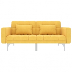 Sofa rozkładana, żółta, tapicerowana tkaniną