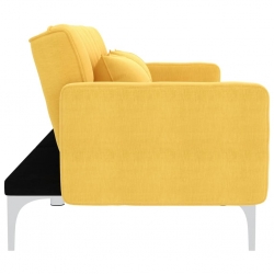 Sofa rozkładana, żółta, tapicerowana tkaniną