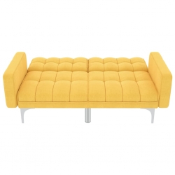 Sofa rozkładana, żółta, tapicerowana tkaniną