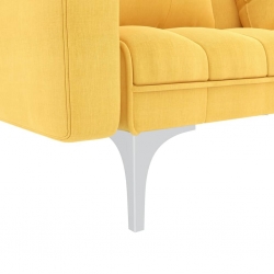 Sofa rozkładana, żółta, tapicerowana tkaniną