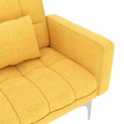 Sofa rozkładana, żółta, tapicerowana tkaniną