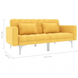 Sofa rozkładana, żółta, tapicerowana tkaniną