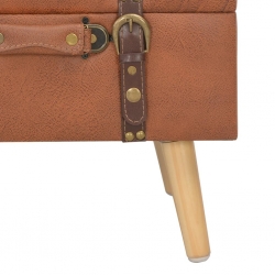 Stołek ze schowkiem, 40 cm, kolor tan, sztuczna skóra