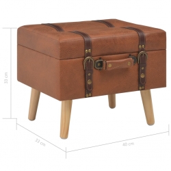 Stołek ze schowkiem, 40 cm, kolor tan, sztuczna skóra