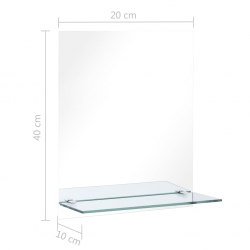 Lustro ścienne z półką, 20x40 cm, hartowane szkło