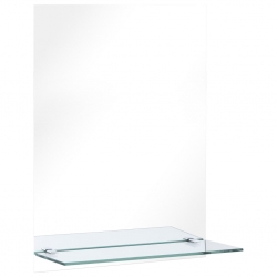 Lustro ścienne z półką, 30x50 cm, hartowane szkło