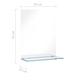 Lustro ścienne z półką, 50x70 cm, hartowane szkło