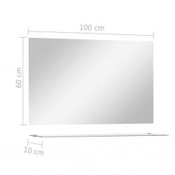 Lustro ścienne z półką, 100x60 cm, hartowane szkło