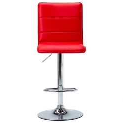 Krzesła barowe, 2 szt., czerwone, sztuczna skóra
