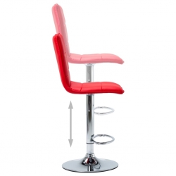 Krzesła barowe, 2 szt., czerwone, sztuczna skóra