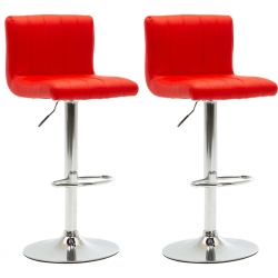 Stołki barowe, 2 szt., czerwone, sztuczna skóra