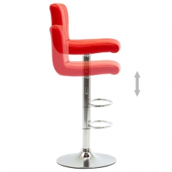 Stołki barowe, 2 szt., czerwone, sztuczna skóra