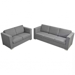 Komplet wypoczynkowy 3+2 jasnoszary materiał