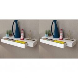 Półki wiszące z szufladami, 2 szt., białe, 80 cm
