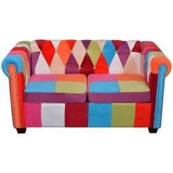 Zestaw 2 sof Chesterfield, obicie materiałowe