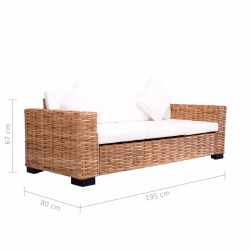 2-częściowy zestaw wypoczynkowy z poduszkami, naturalny rattan
