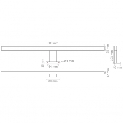 Lampy nad lustro, 4 szt., 8 W, zimne białe światło