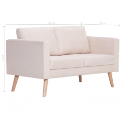 Sofa 2-osobowa, materiałowa, kremowa