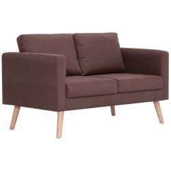 2-osobowa sofa tapicerowana tkaniną, brązowa