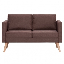 2-osobowa sofa tapicerowana tkaniną, brązowa