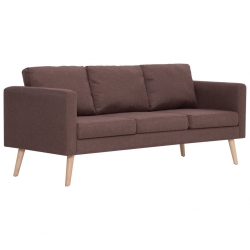3-osobowa sofa tapicerowana tkaniną, brązowa
