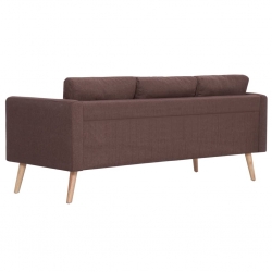 3-osobowa sofa tapicerowana tkaniną, brązowa