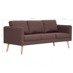3-osobowa sofa tapicerowana tkaniną, brązowa