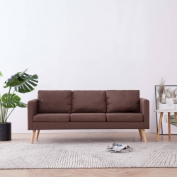 3-osobowa sofa tapicerowana tkaniną, brązowa