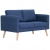 2-osobowa sofa tapicerowana tkaniną, niebieska