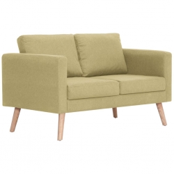 2-osobowa sofa tapicerowana tkaniną, zielona