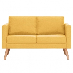 Sofa 2-osobowa tapicerowana tkaniną, żółta