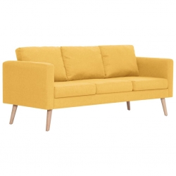 Sofa 3-osobowa tapicerowana tkaniną, żółta