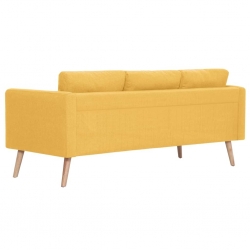 Sofa 3-osobowa tapicerowana tkaniną, żółta