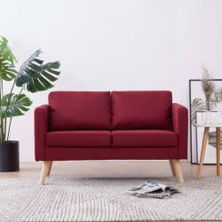 Sofa 2-osobowa, tapicerowana tkaniną, kolor czerwonego wina