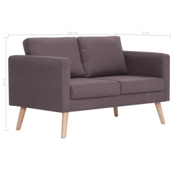 Sofa 2-osobowa, tapicerowana tkaniną, taupe
