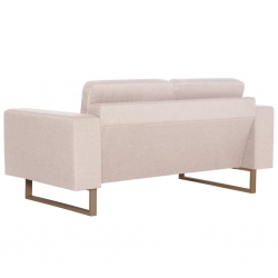 Sofa 2-osobowa tapicerowana tkaniną, kremowa