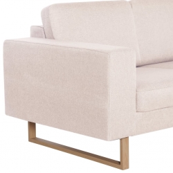 Sofa 2-osobowa tapicerowana tkaniną, kremowa