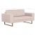Sofa 2-osobowa tapicerowana tkaniną, kremowa