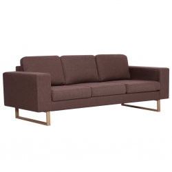 3-osobowa sofa tapicerowana tkaniną, brązowa