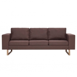 3-osobowa sofa tapicerowana tkaniną, brązowa