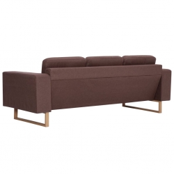 3-osobowa sofa tapicerowana tkaniną, brązowa