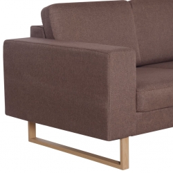 3-osobowa sofa tapicerowana tkaniną, brązowa